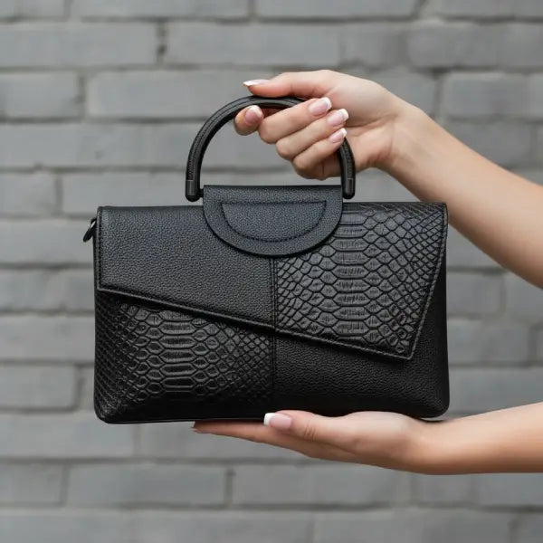 Loudun｜本革 パイソン型押し スリムサッチェル 2WAYバッグ