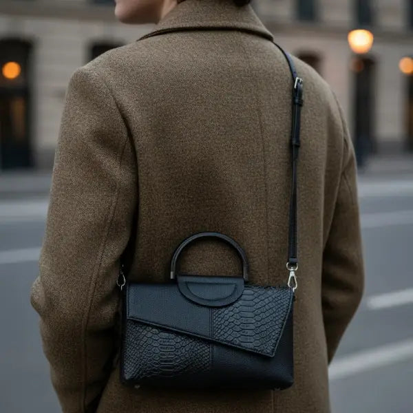 Loudun｜本革 パイソン型押し スリムサッチェル 2WAYバッグ